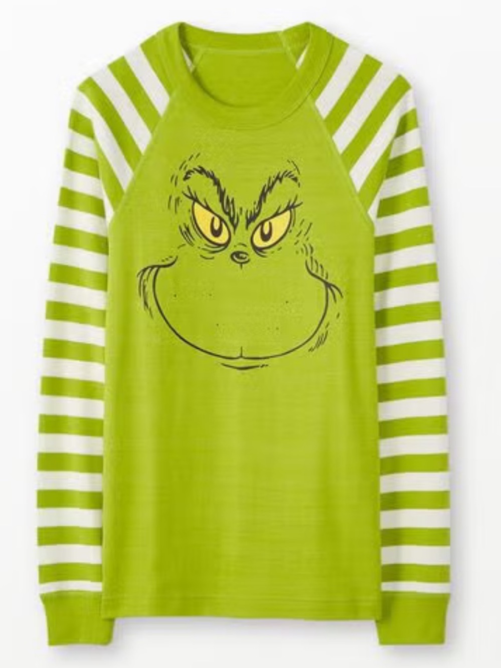 Hanna Andersson Adult Dr. Seuss Grinch Long John Pajama Top Medium Green White